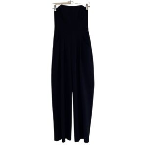 Black Halo Black Strapless Pleat Front Jumpsuit